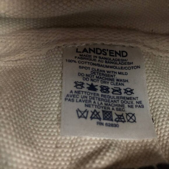 Lands' End Medium Natural 5 Pocket Open Top Long Handle Canvas Tote Bag - Picture 7 of 7